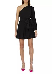 Milly Linden Pleated One-Shoulder Minidress