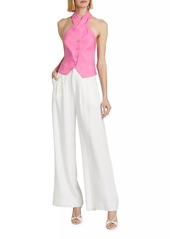 Milly Linen Button-Up Halter Top