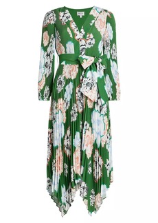 Milly Liora Floral Pleated Midi-Dress
