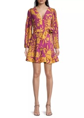Milly Liv Floral Pleated Satin Minidress