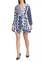 Milly Liv Patchwork Chevron Pleated Dress