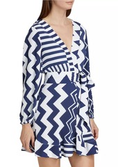 Milly Liv Patchwork Chevron Pleated Dress