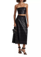 Milly Lois Eyelet Embroidered Faux Leather Top