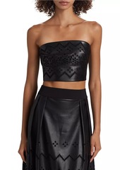 Milly Lois Eyelet Embroidered Faux Leather Top