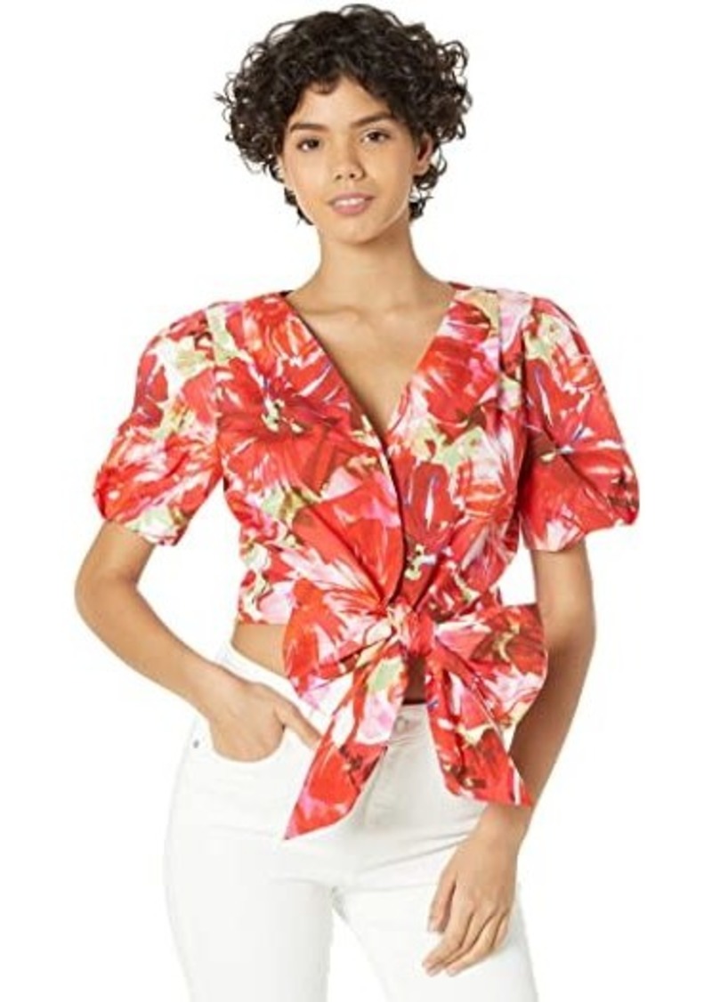 Milly Marilyn Brushstroke Floral Poplin Top