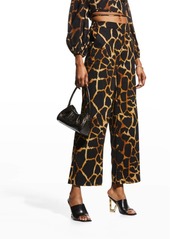 Milly Marlowe Giraffe-Print Linen Pants