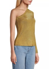 Milly Metallic Knit One-Shoulder Top