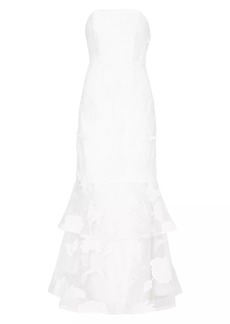 Milly 3D Butterfly Embroidered Strapless Gown