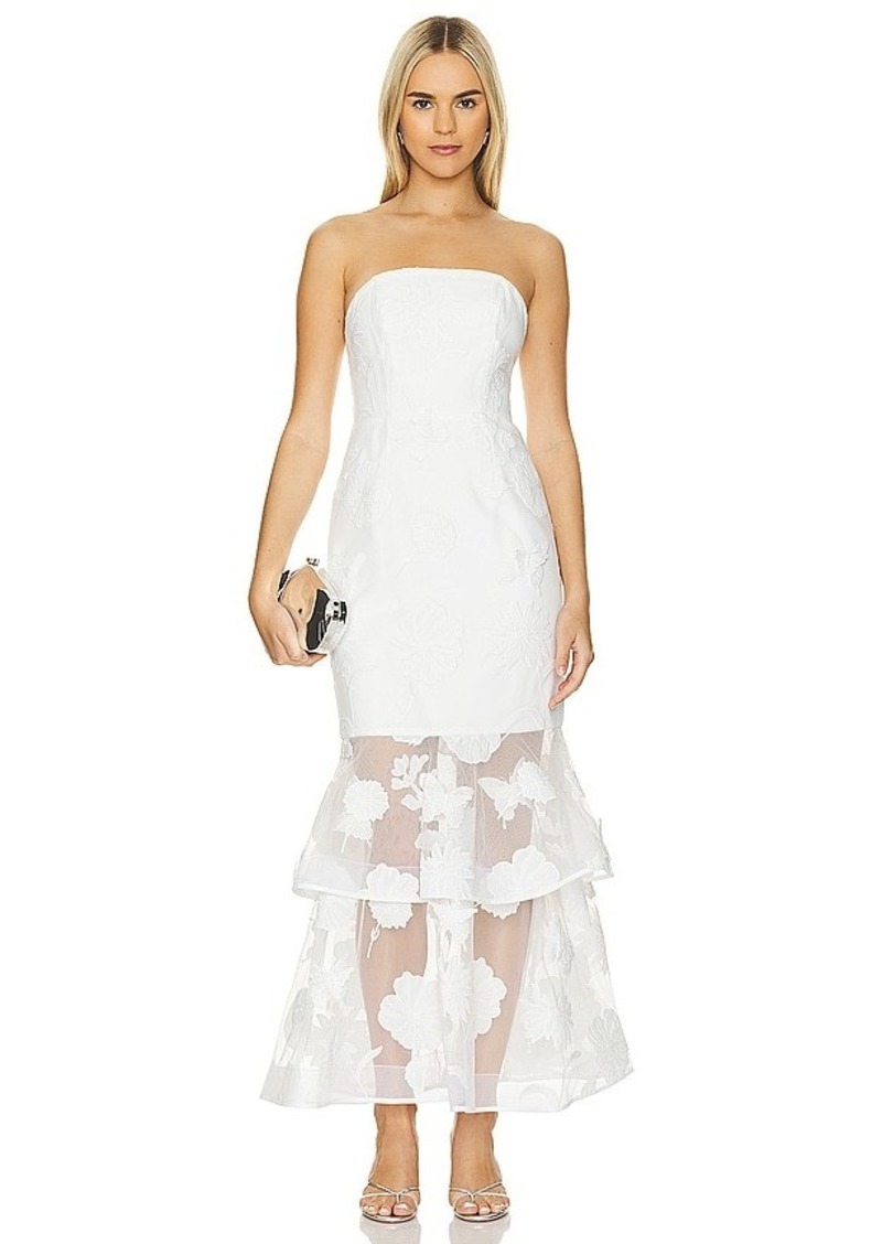 MILLY 3D Butterfly Embroidery Strapless Dress