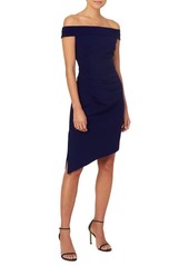 Milly Ally Off the Shoulder Asymmetric Hem Sheath Dress