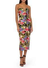 Milly Artem Spanish Garden Embroidered Strapless Cocktail Dress