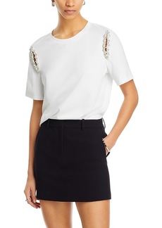Milly Avril Cotton Crystal Cut Out Top