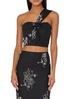 Milly Beaded Embroidery One-Shoulder Crop Top