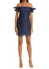 Milly Britton Off the Shoulder Guipure Lace Sheath Dress in Navy at Nordstrom