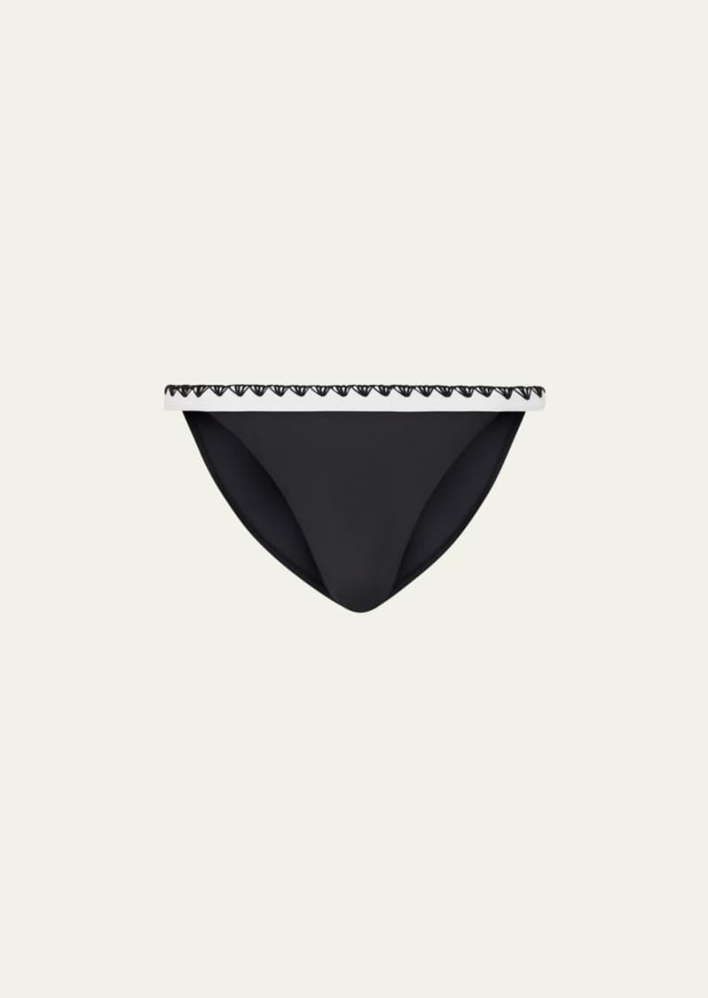 Milly Cabana Carvico Vita Bikini Bottoms with Crochet Stitch Trim