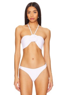 MILLY Cabana Rosette Halter Bikini Top