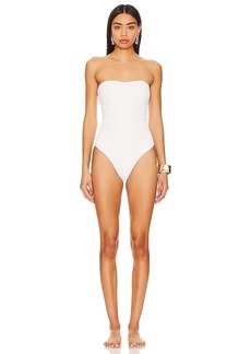 MILLY Cabana Textured Ruched One Piece