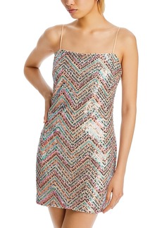 Milly Chevron Sequined Mini Dress