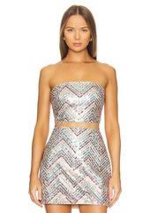 MILLY Chevron Sequins Strapless Top
