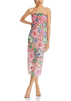 Milly Embroidered Floral Midi Dress