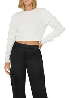 Milly Fringe Stripe Crop Sweater