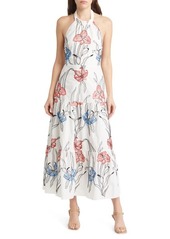 Milly Hayden Halter Floral Embrodiered A-Line Dress