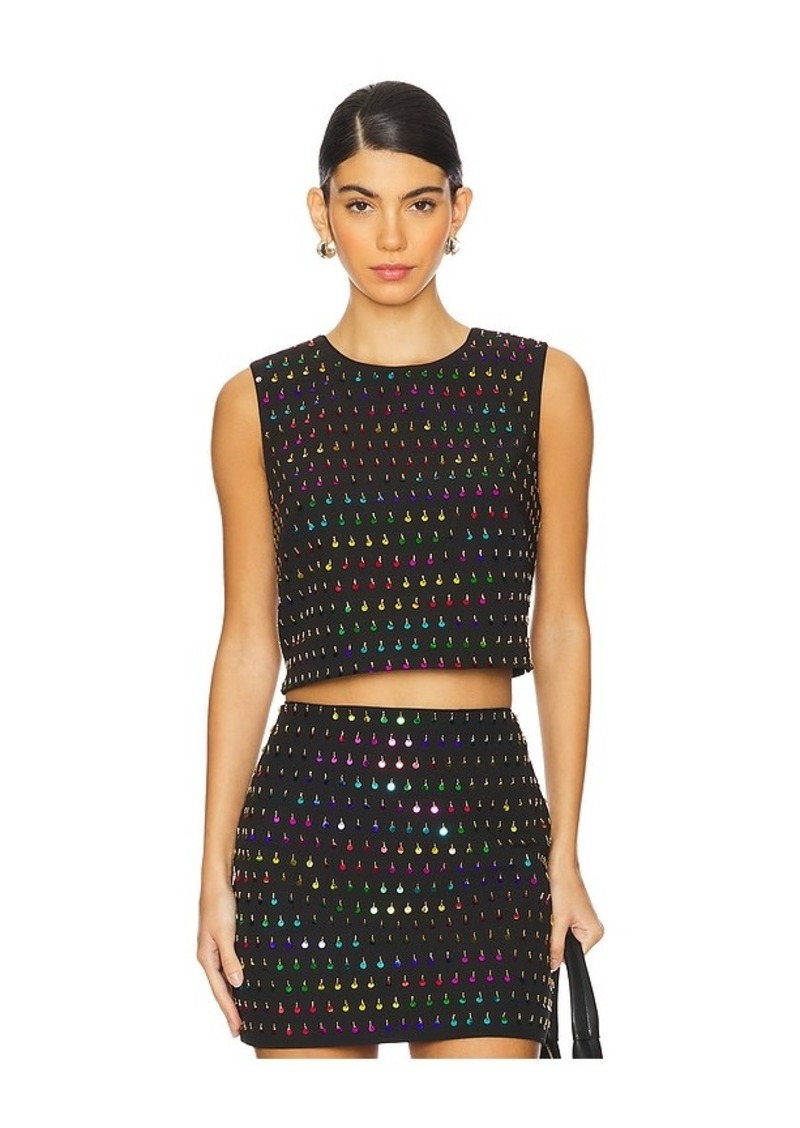 MILLY Iiana Sequins Beaded Sleeveless Top