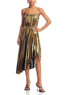 Milly Irene Pleated Metallic Asymmetrical Dress