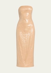 Milly Kait Strapless Sequin Bodycon Midi Dress