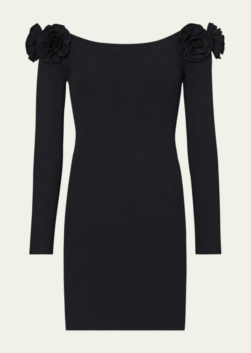 Milly Kara Ribbed Off-Shoulder Mini Dress