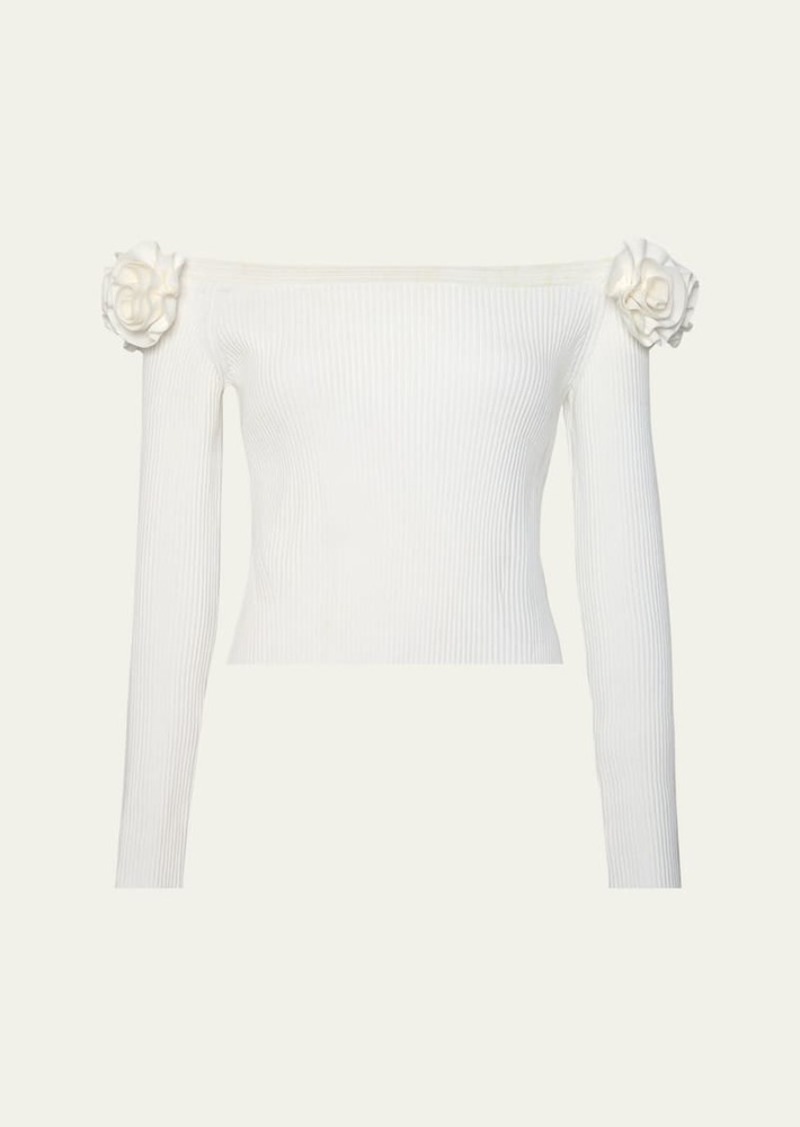 Milly Kayla Ribbed Off-Shoulder Knit Top