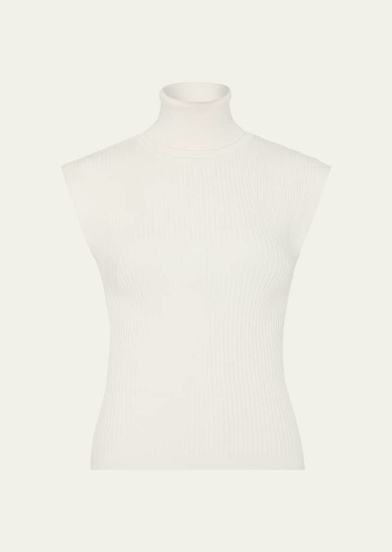 Milly Kinley Sleeveless Ribbed Turtleneck Top