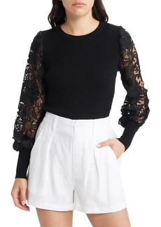 Milly Lace Sleeve Rib Sweater