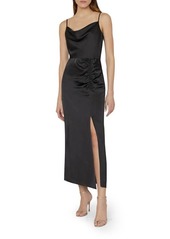 Milly Lilliana Ruched Satin Midi Slipdress