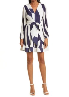 Milly Liv Abstract Zebra Print Long Sleeve Dress