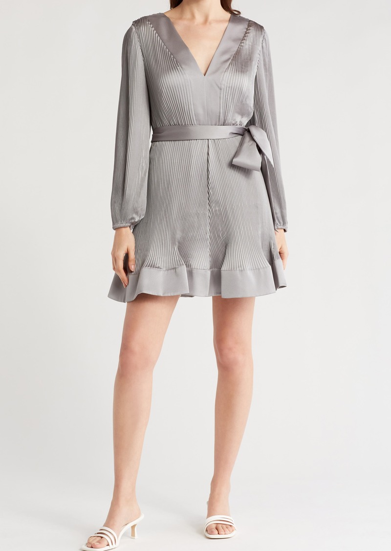 Milly Liv Long Sleeve Satin Dress in Silver at Nordstrom Rack