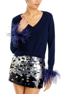 Milly Merino Wool & Cashmere Feather Cuff Sweater