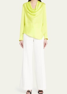 Milly Nash High-Rise Wide-Leg Cady Pants