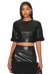 MILLY Rainey Crinkled Faux Leather Top
