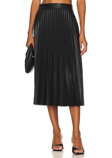 MILLY Rayla Faux Leather Pleated Skirt