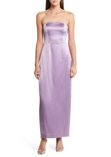 Milly Riva Hammered Satin Strapless Dress