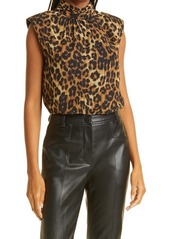 Milly Rori Animal Print Mock Neck Sleeveless Top in Brown Leopard at Nordstrom
