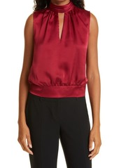 Milly Rozanna Sleeveless Stretch Satin Blouse in Wine at Nordstrom