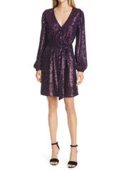 Milly Siena Sequin Wrap Front Long Sleeve Dress