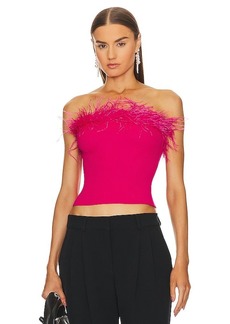 MILLY Strapless Feather Knit Top