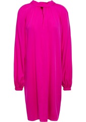 Milly Woman Emerson Bow-detailed Gathered Silk-blend Mini Dress Bright Pink