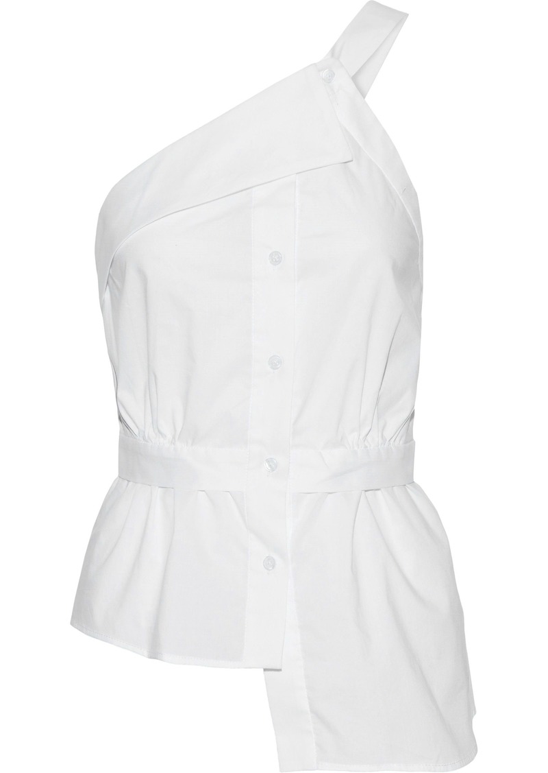 Milly Woman Jill One-shoulder Asymmetric Cotton-poplin Top White