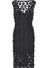 Milly Woman Mari Floral-appliquéd Mesh Dress Black