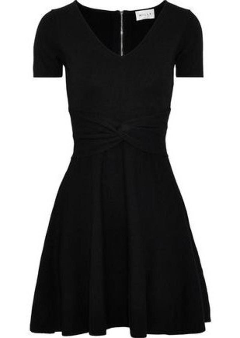 Milly Woman Twisted Knitted Mini Dress Black