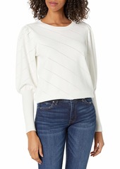 MILLY Women's Diagonal Pointelle Poof Sleeve Top  P